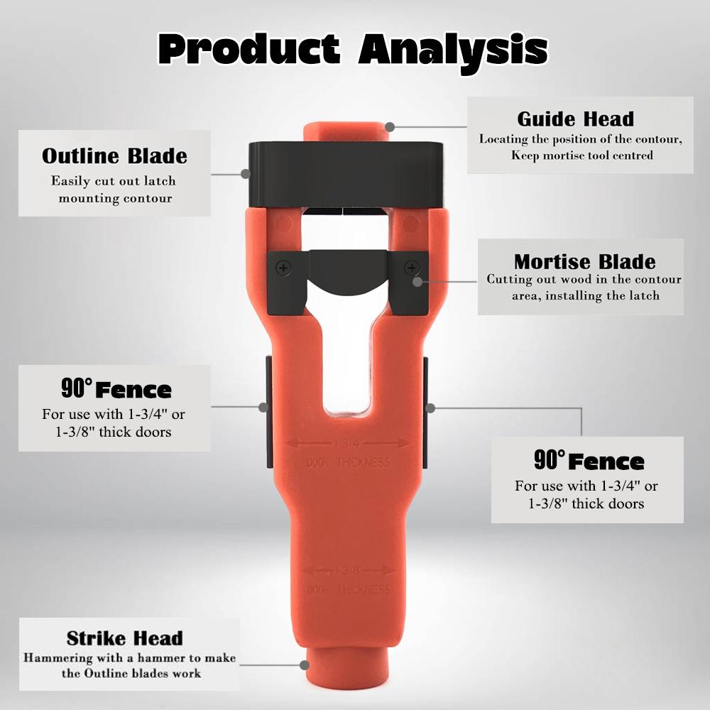 Door Latch Mortise Tool Precision Scoring and Chiseling Door Latch Installation Kit Fits for 1-3/8’ or 1-3/4’ Thick Wooden Door