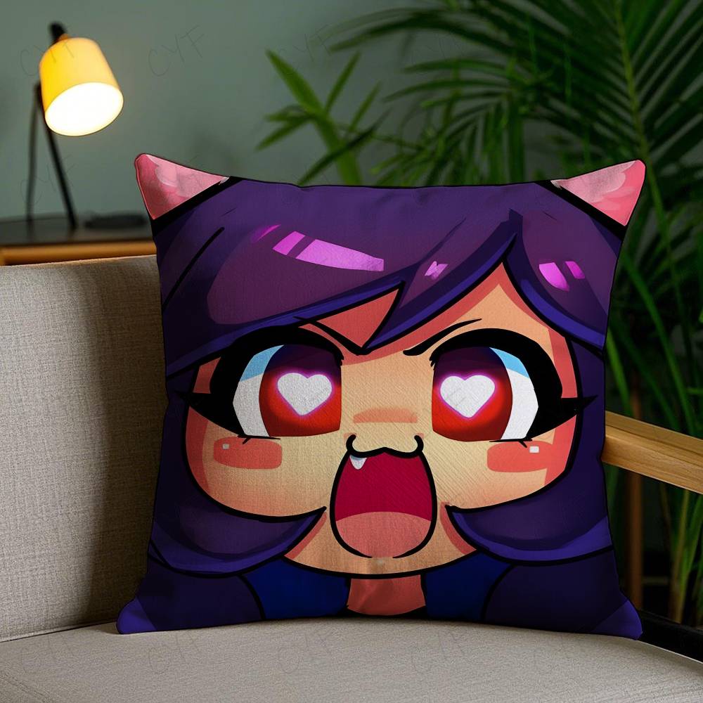Cartoon A-Aphmau Decorative Pillow Case Custom Printed Brushed Fleece Pillow, Baby Skin-Touch, Eco-Friendly Dye-Sublimation Cush