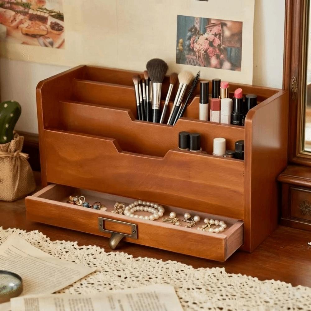 Rustic File Sorting Box Wooden Grocery Organizer Multi-functional Mail Organizer  Office Use