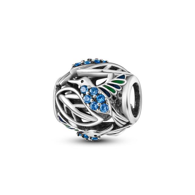 925 Sterling Silver Green Butterfly Flower Dragonfly Fit Woman's Enamel Charms Pendants Jewely Making Gifts