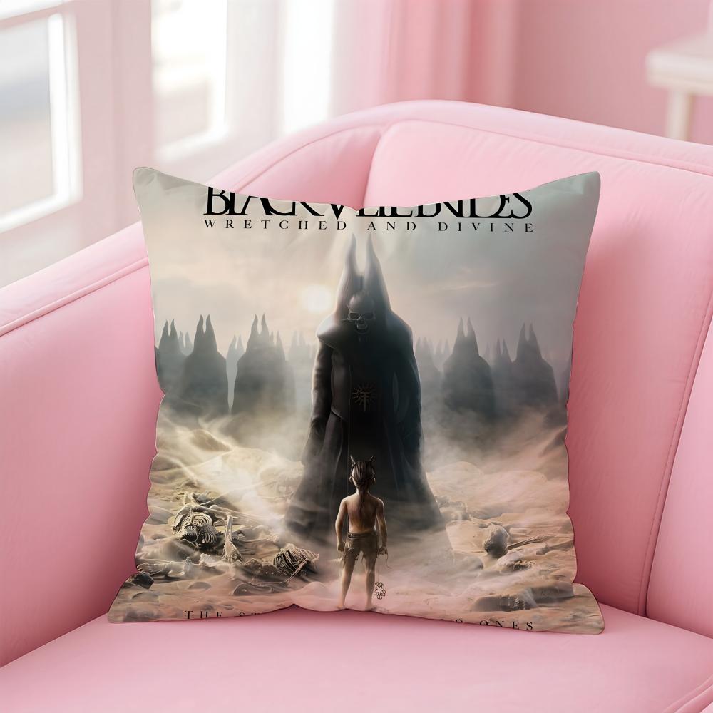 Black V-Veil B-Brides Band Cushion Cover Linen Pillowcase Cover Soft Decor For Sofa Home Room