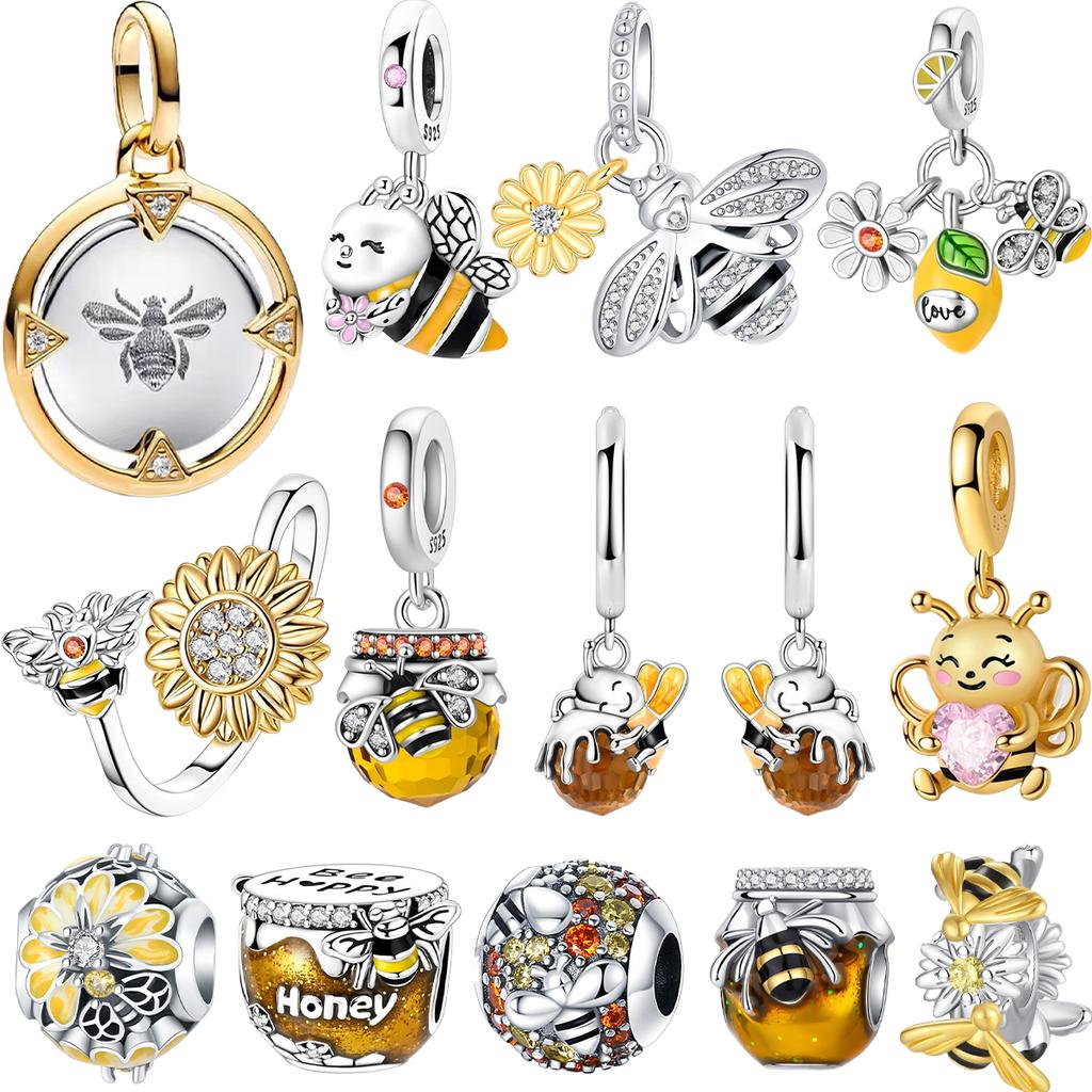New Original Copper Bee Charms Honey Earrings Ring Beads Pendants Fit Bracelet Necklace Diy Jewelry Gift