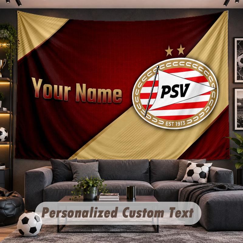 Wall Hanging Tapestry Custom NamePSV Eindhoven FC Pattern Personalized Printed Fabric Wall Decor