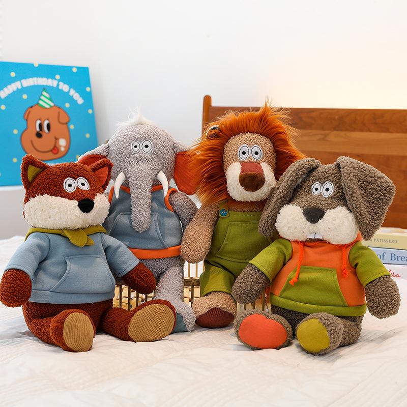 Forest animal doll cute lion elephant plush toy fox rabbit doll children accompany sleeping pillow