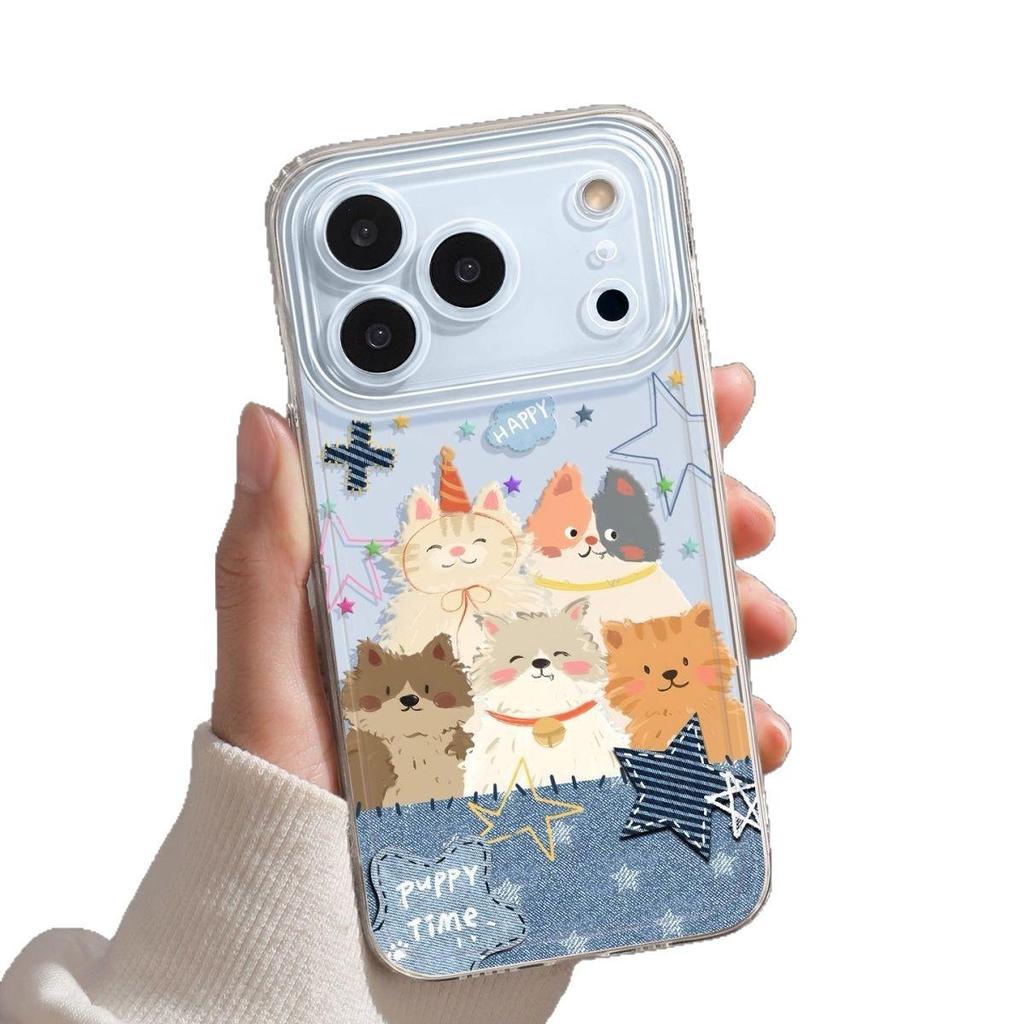 Apple 17ProMax Space Shell Phone Case iPhone Air/17/16, Puppy Kitten Design, Drop-Proof Soft Shell