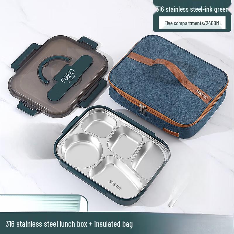 316 Stainless Steel 5-Compartment Insulated Lunch Box