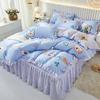 4pcs/set Girls Bed Skirts Comfortable Brushed Sheets Quilt Covers Bedding Sets Ins  Four Seasons Universal Four Piece Sets High Quality Home Textiles