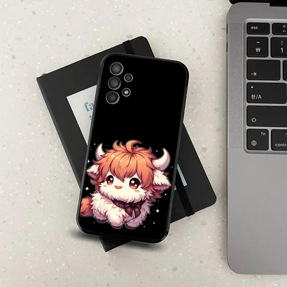 Cute Highland Cow Phone Case For Samsung S24,S21,S22,S23,S30,Ultra,S20,Plus,Fe,Lite,Note,10,9,5G Black Soft Cover