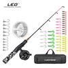 LEO FISHING Ice Fishing Rod and Reel Combos with Complete Kits JIG Hooks Soft Lures and Carrier Bag 50cm/19.7inch Full Set