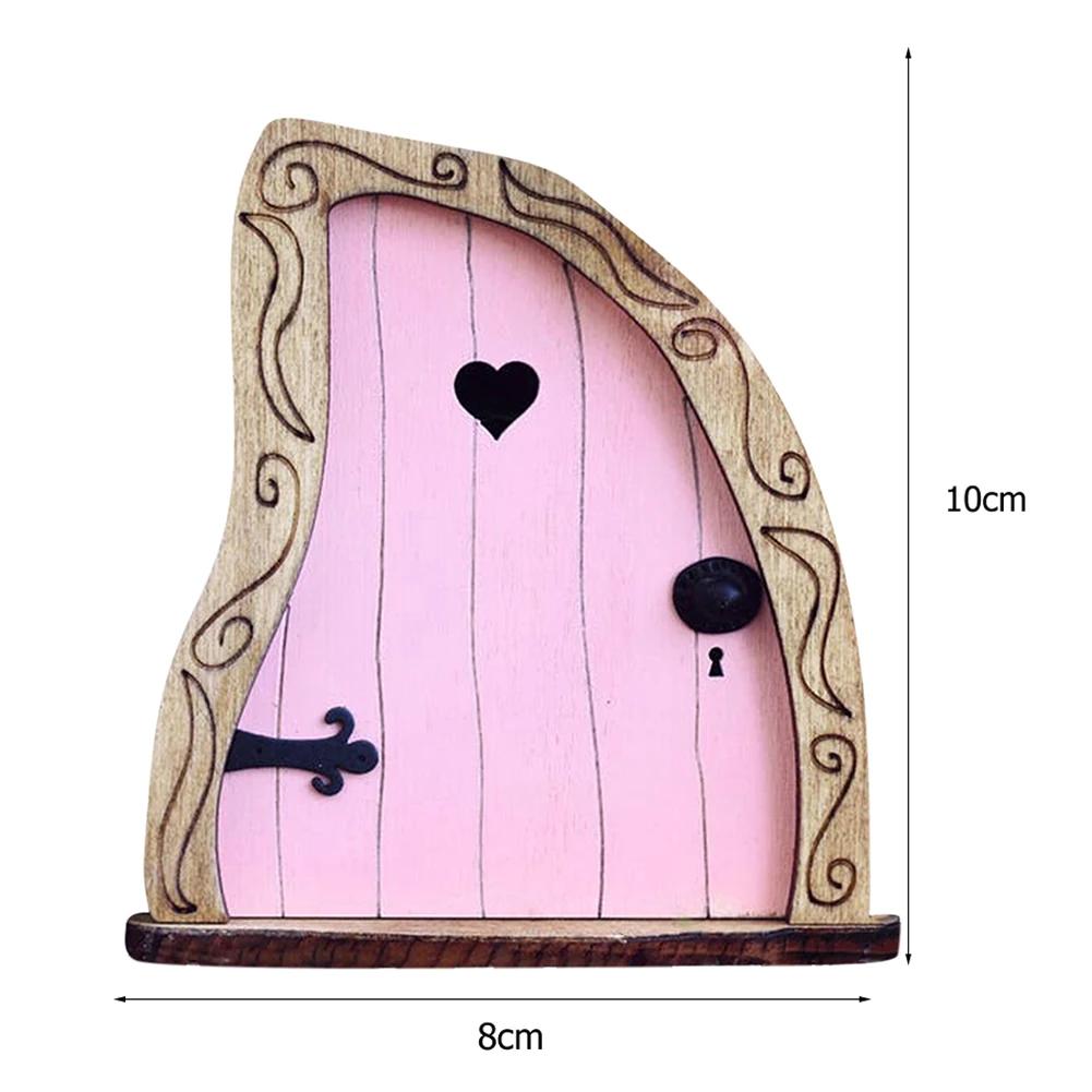 Miniature Fairy Door Figurine Elf Home Ornament For Yard Art Garden Tree Sculpture Statue Wooden Dollhouse Outdoor Garden Decor