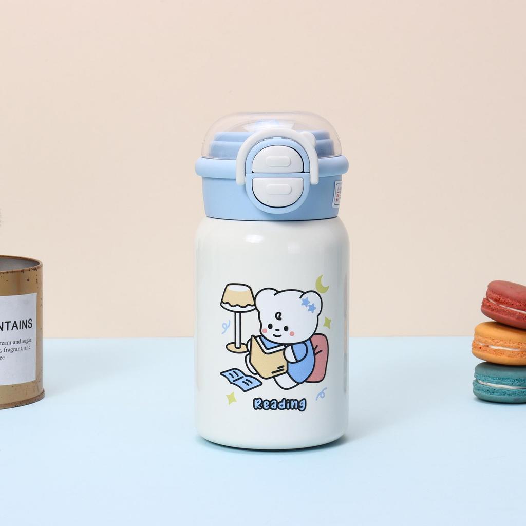 Charming Children's Insulated Pop-up Cup with Cartoon Design - Portable and Cute for Girls