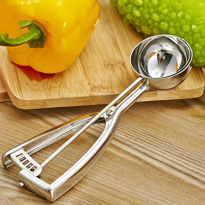 Thickened Stainless Steel Ice Cream Scoop with Trigger Fruit Baller Measuring Spoon for Baking Fruit Cookie Dough Cupcake