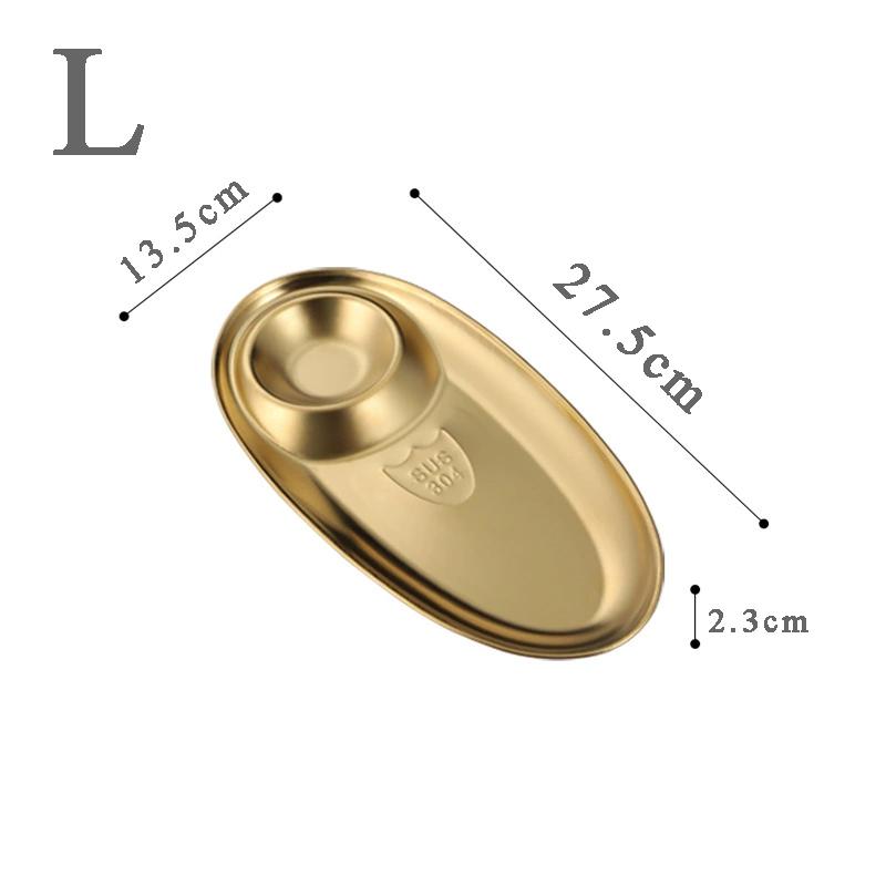 304 Stainless Steel Snack Plate with Built--in Sauce Cup Multifunctional Appetizer Tray for French Fries Dumpling Serving Dish