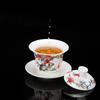 Tea Gaiwan Tea Cup White Jade Ceramic Teacup Peach Pattern Bowl Shaped Tureen Chinese Kung Fu Teaware Gift Drinkware