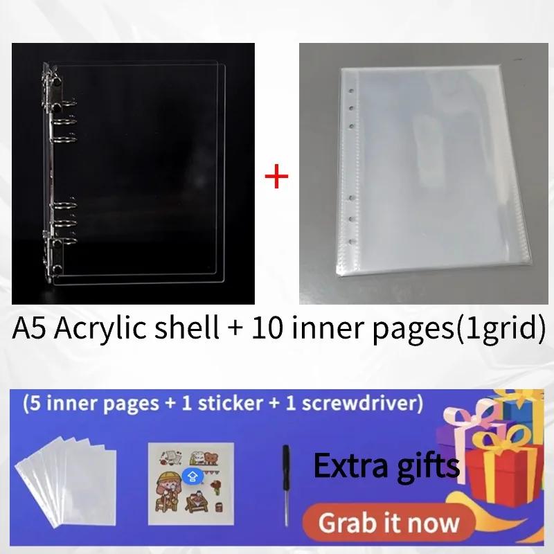 A5 Akrylowa Przezroczysta Powłoka Album na Zdjęcia na Luźnych Kartkach, DIY Odpinany Segregator, 6-otworowy Album Akrylowy Segregator Kpop, Segregator na Fotokarty