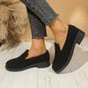 Deep single shoes women's spring and autumn new large size round head thick heel lazy one pedal women's shoes