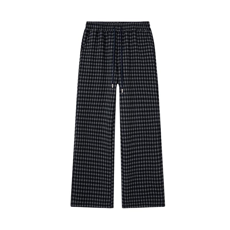 

2025 Winter Fleece-Lined Plaid Wide-Leg Pants L [55-60 kg]