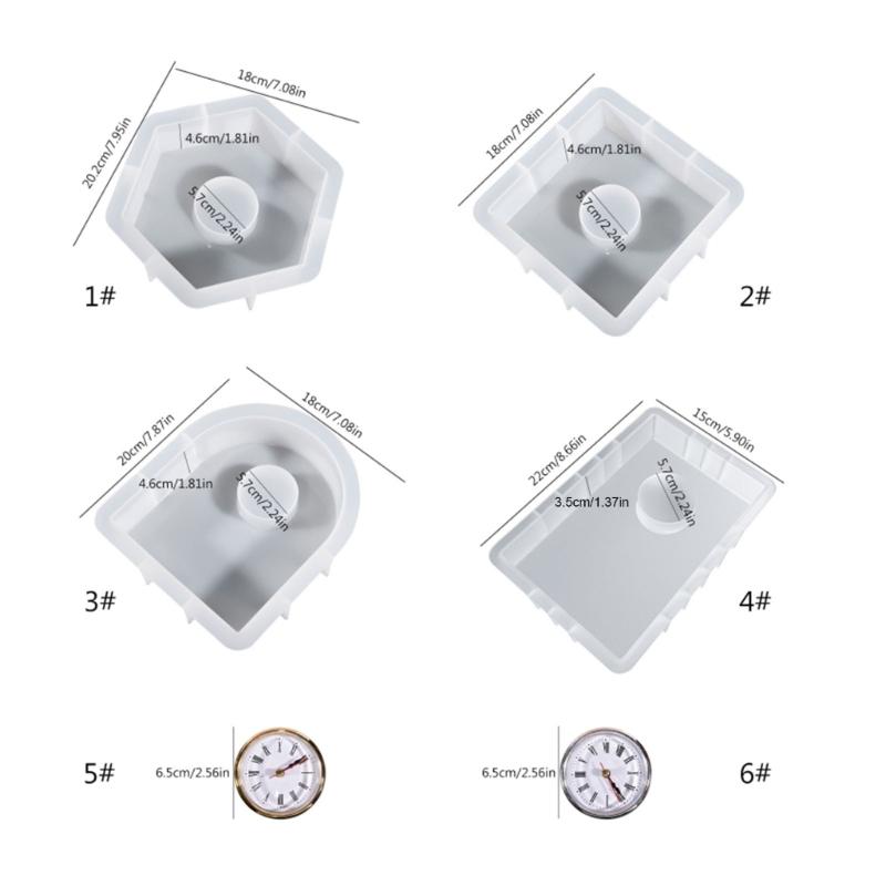 Bookend Table Clock Resin Mould Hexagonal Square Oval Rectangular Silicone Mold for Preserving Flowers Diy Wedding Gift