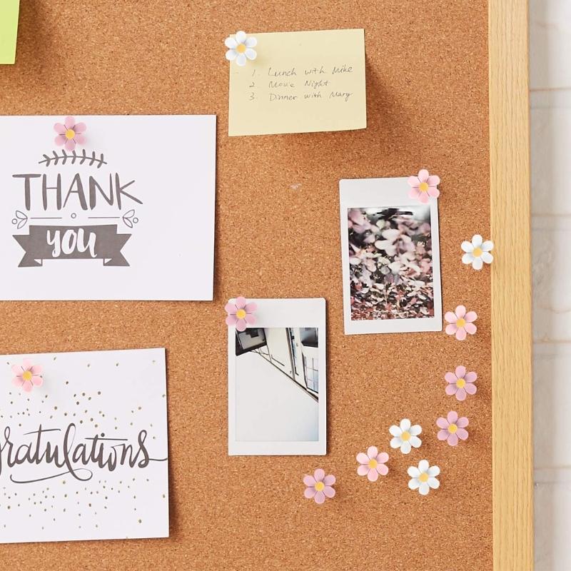 10/20/30Pcs Flower Head Push Pins Cork Notice Board Thumb Tacks for Office Bulletin Board Display Picture Note Memos