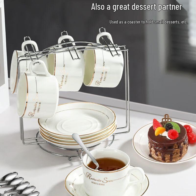 Europeiskt Keramiskt Kaffekoppsset med Fat och Sked