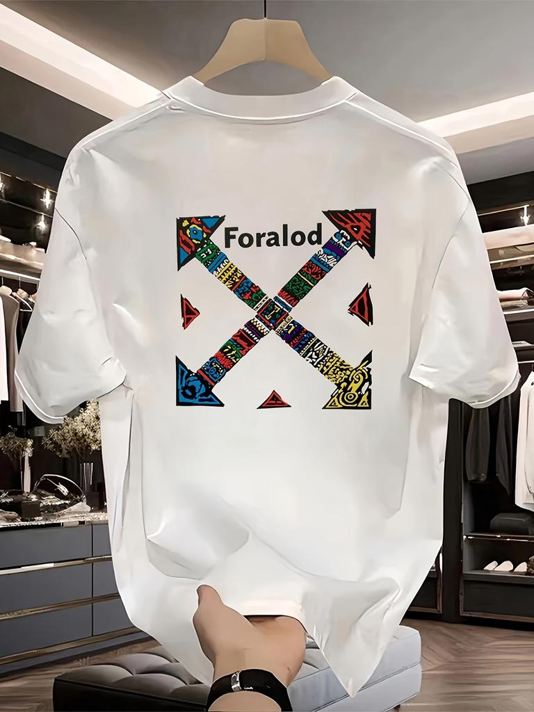 T-shirt Casual da Uomo a Maniche Corte 100% Cotone con Girocollo Design alla Moda Versatile per l'Estate con Fantasie Stampate