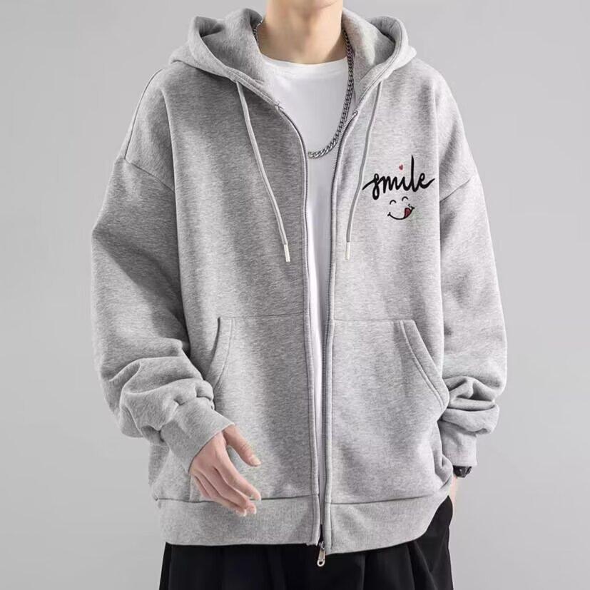American trendy brand men's jacket spring and autumn 2025 new sports hooded cardigan sweater boys clothes jacket