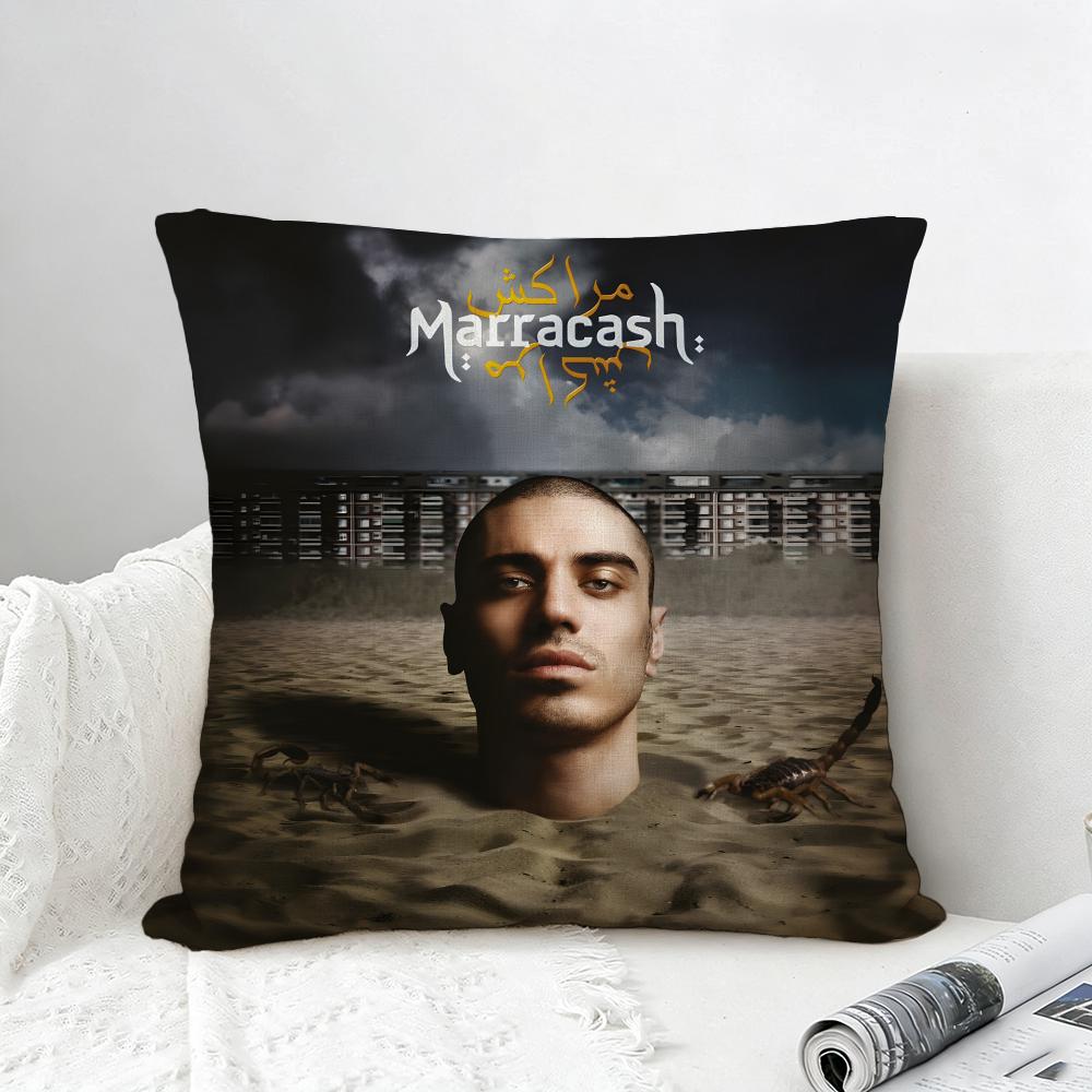 Rapper Marracash Cushion Cover Natural Linen Pillowcase Set AllinOne Decor for Sofa Bedroom  Chair