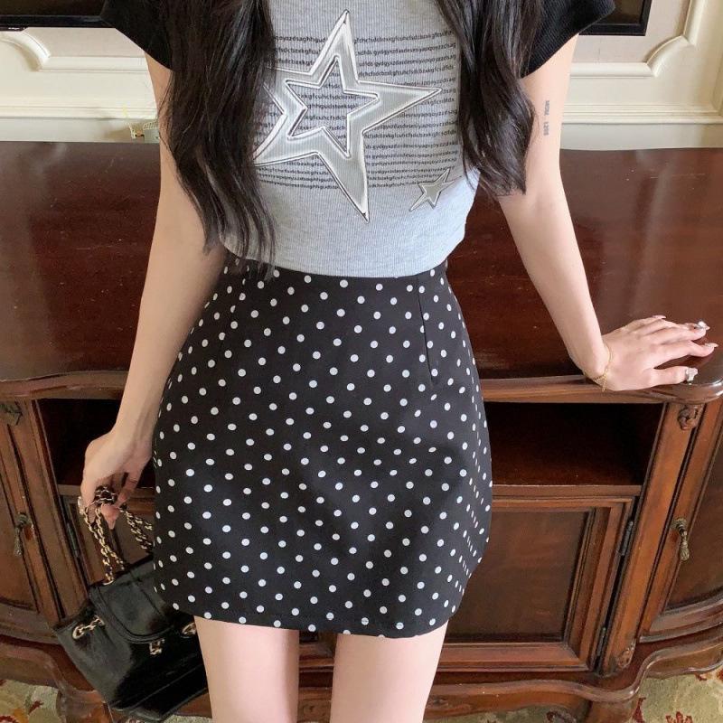 

2026 Elegant High-Waisted Polka Dot A-Line Skirt - Versatile Hong Kong Style M