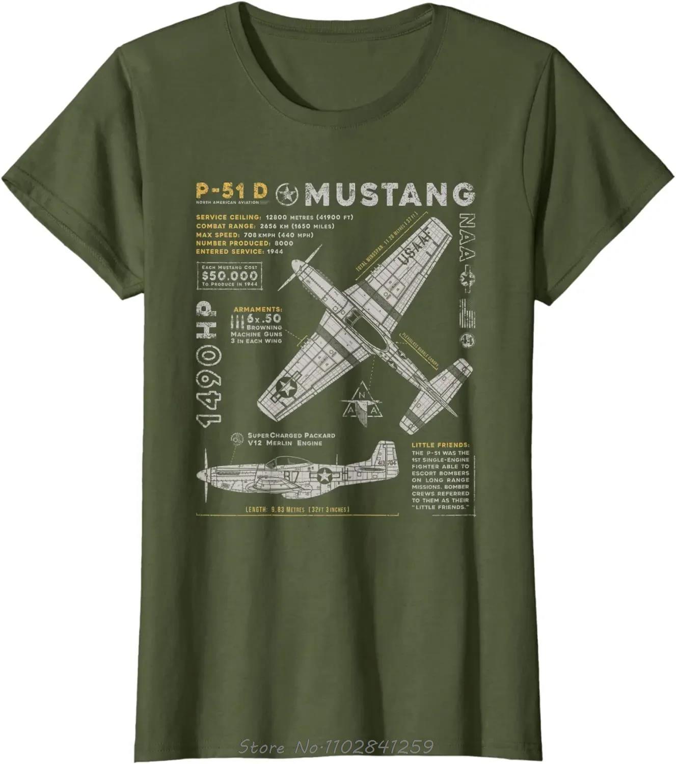 P51 Mustang North American Aviation Vintage Fighter Plane Tshirt Men Clothing Fashion Casual Tshirt Oneck Fitness T Shirt S