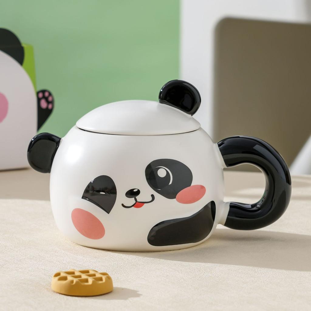 Cute Cartoon Panda Mug with Lid Ceramic Mug for Girlfriend's Birthday Gift Good Value Meaningful Souvenir
