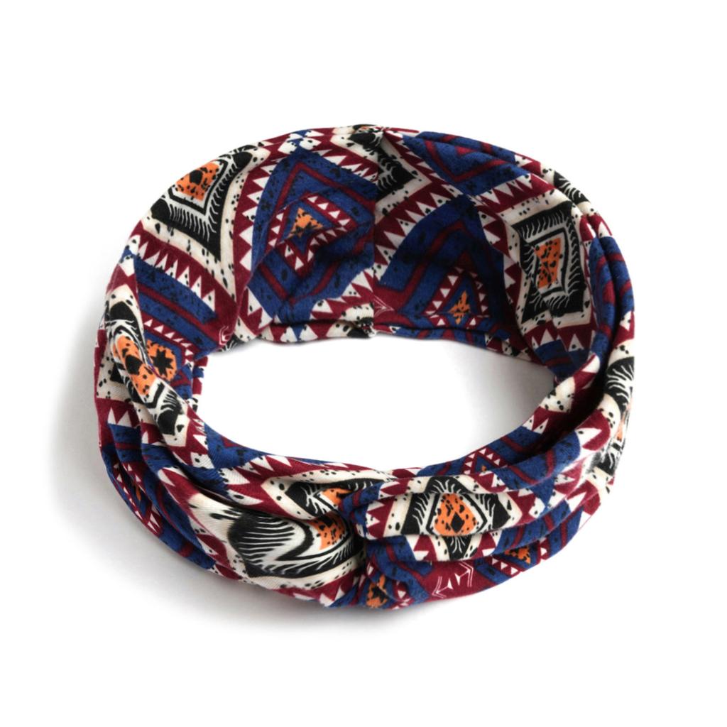 Bohemian Cross Knotted Headband Gypsy Yoga Sports Headband Wide Female Stretch Headband