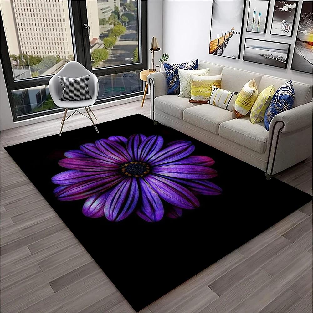 HD Nordic Daisy Sun Flowers 3D Carpet Rug for Home Living Room Bedroom Sofa Doormat Decor,kids Play Area Rug Non-slip Floor Mat