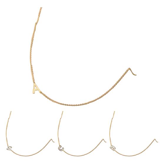 Gold Initial Necklace for Women Tiny Sideways Letter Pendant Chain Necklace Gold Plated Jewelry