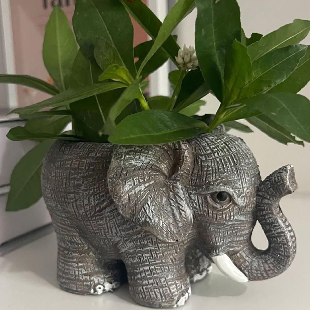 Synthetic Resin Planter Resin Elephant Shaped Planter Pot Cute Flower Pot for Indoor Plants Decorative Small Cactus for Home