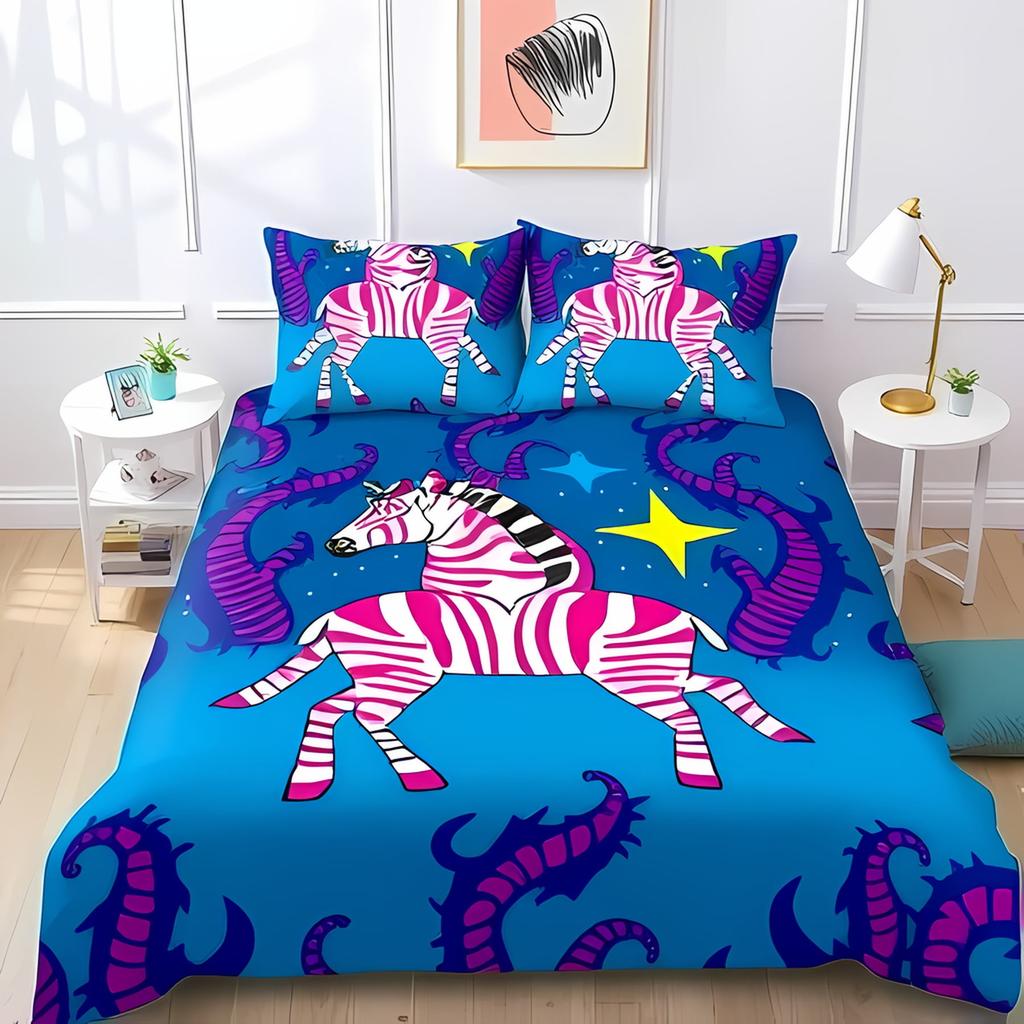 Comforter Whimsical Zebra Print White Playful Bedroom Suitable Children Boys And Girls Warm And Comfortable