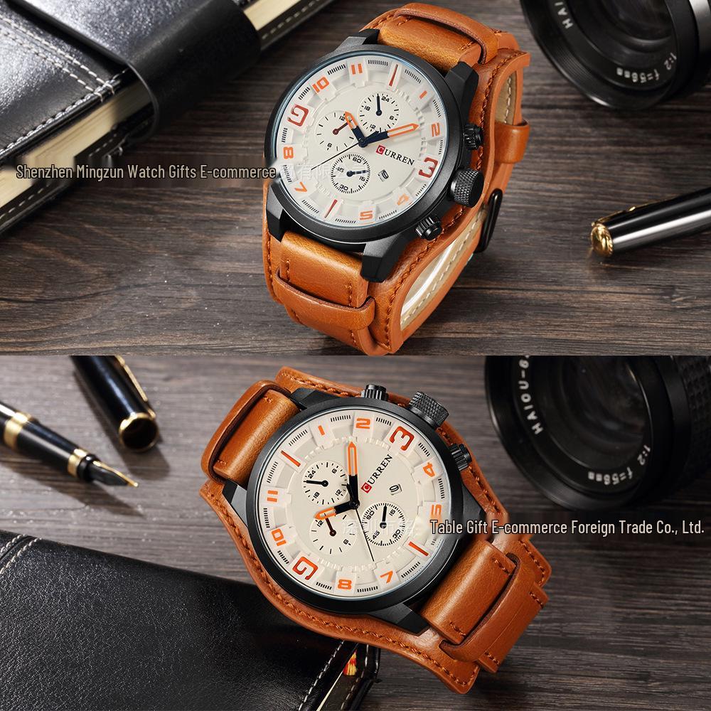 CURREN 8225 Men's Waterproof Quartz Leather Watch with Calendar Function