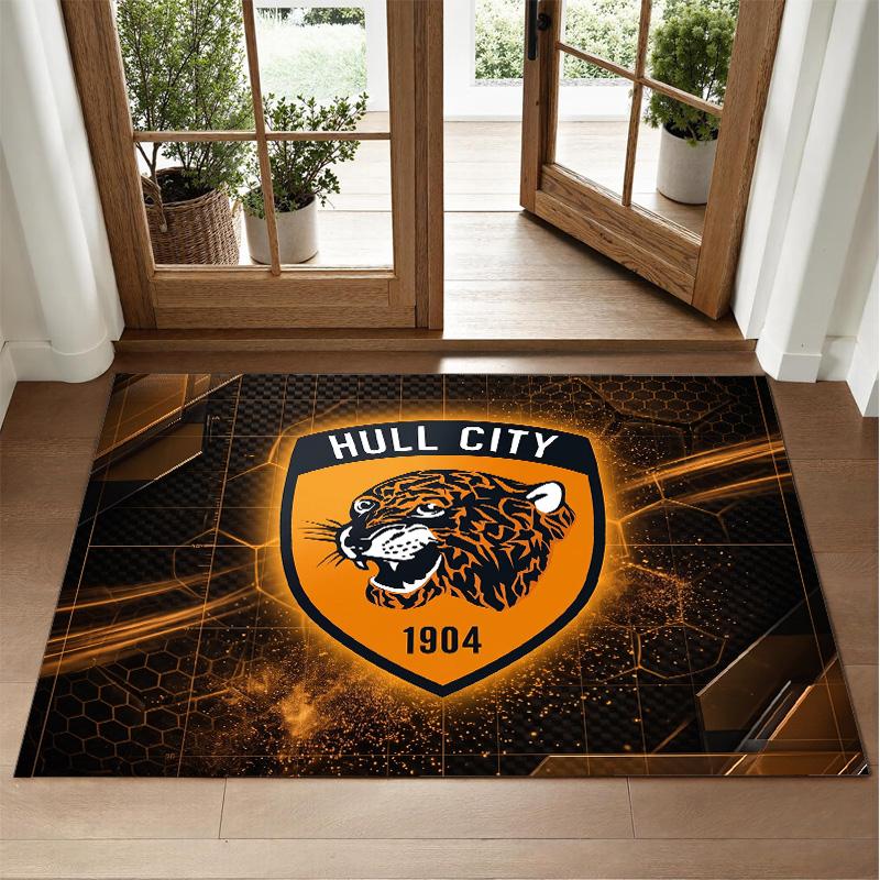 Hull City Fußball Design Kristall Samt Teppich Weiche Dekorative Matte für Schlafzimmer Eingang