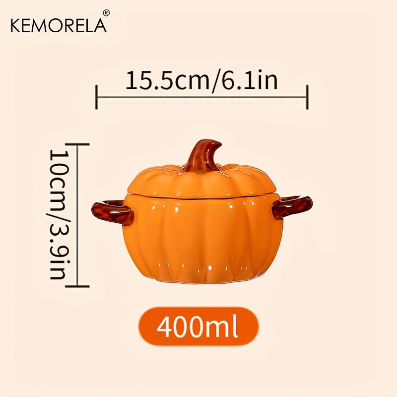 Хэллоуинская тыквенная миска Керамическая тыквенная кастрюля Жаропрочная кастрюля с крышкой и ручками, Идеально подходит для Дня благодарения и Хэллоуина