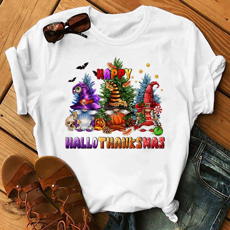 Damen Sommer Lässiges Kurzarm-T-Shirt Weihnachts-Serie Malerei Grafik Ästhetisch Harajuku Stil Grafik-T-Shirt