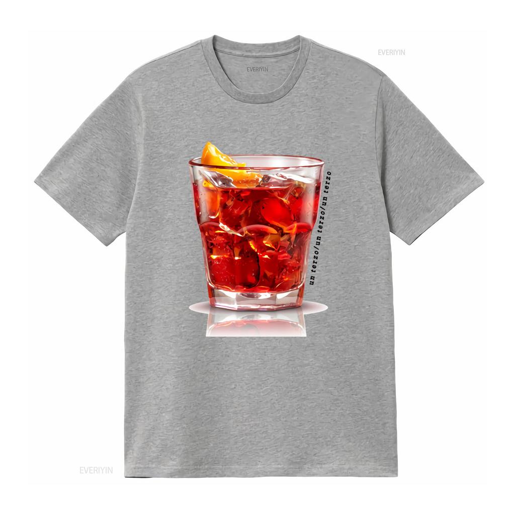 Uomo Negroni Un Terzo Aperitivo Cocktail Campari T Shirt da Uomo Moda Stampa vintage Lavata Unisex grafica Elastica