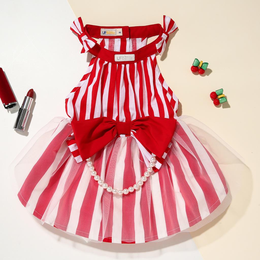 UFBemo Puppy Vertical Striped Skirt Summer Pet Dog Skirt Princess Dog Wedding Dress Cat Skirt Shih Tzu Dog Clothe