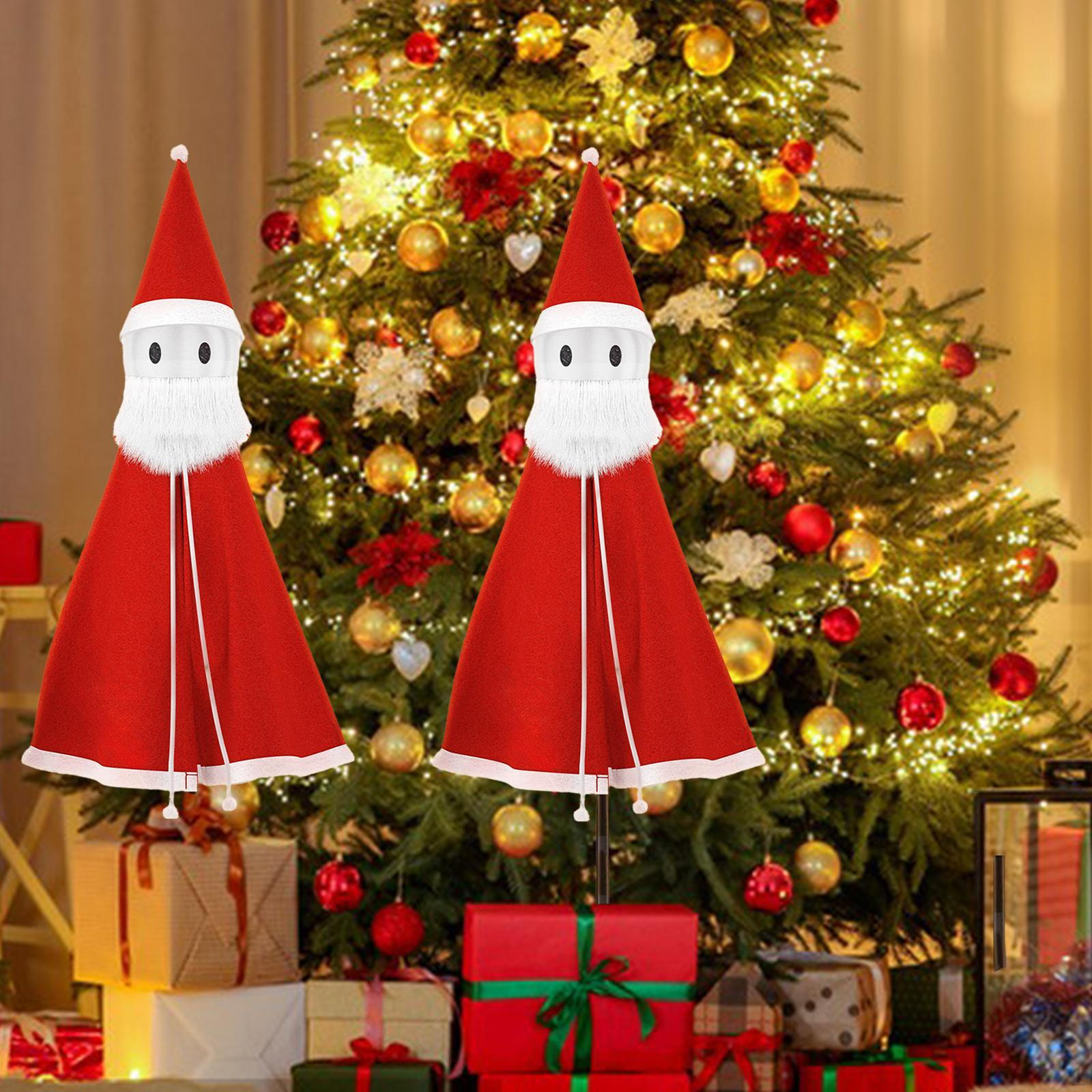 

Christmas Santa Claus Statue Figurine Garden Stakes Landscape Ornament for Balcony 2 Set