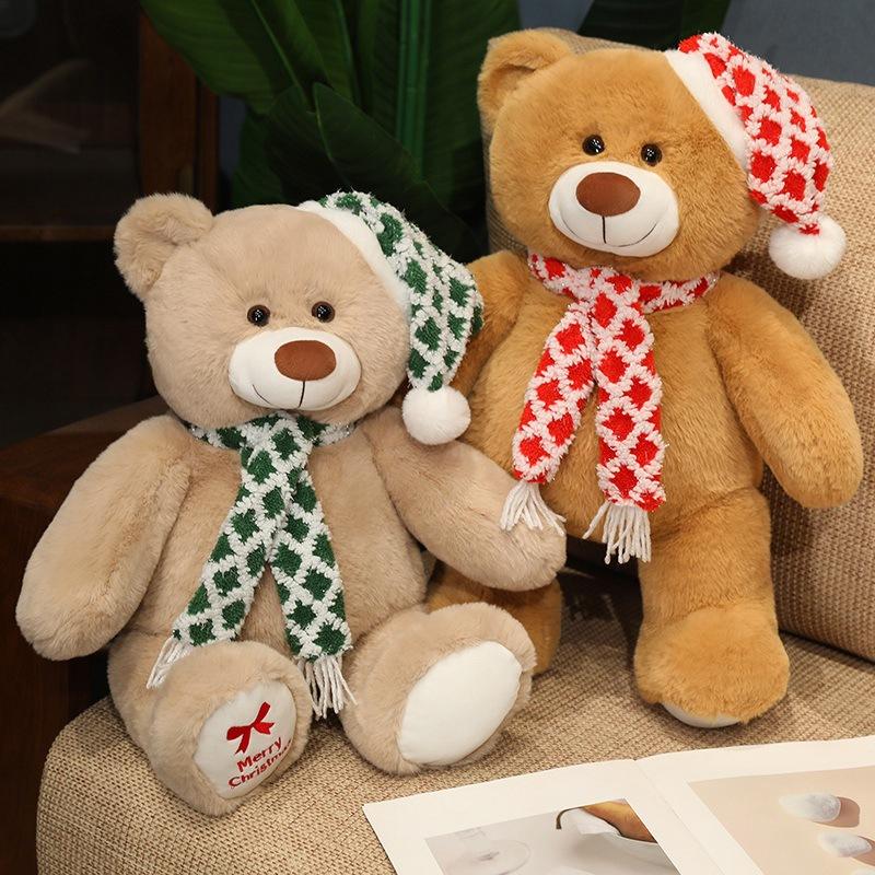 Cute Christmas Hat Teddy Bear Doll Plush Toy Bear Hug Bear Doll Children'S Rag Doll Christmas Gift