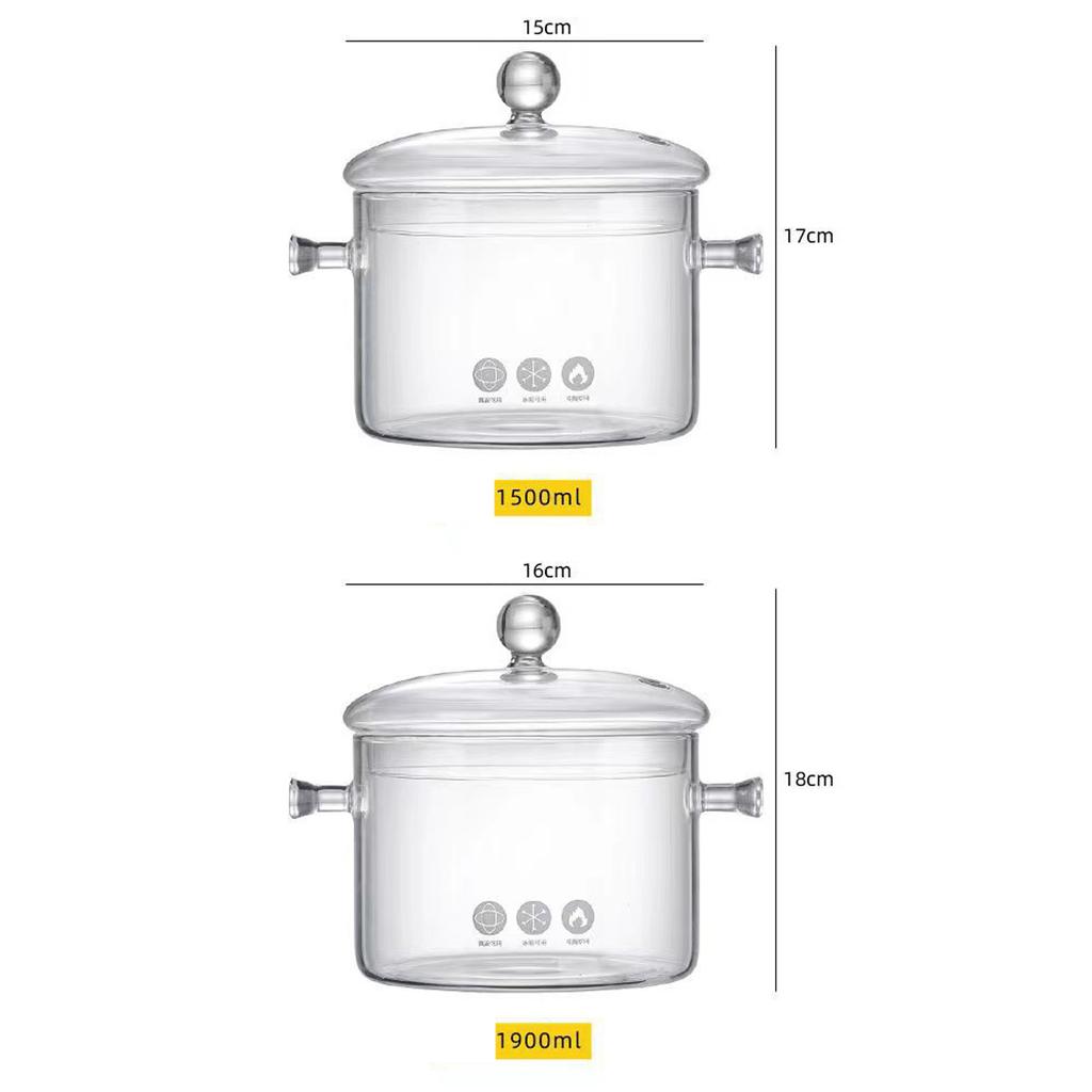 Aesthetic Glass Soup Pot Cookware Resistant Binaural Saucepan Pasta Stovetop Stew Cooking Pot Stockpot Kitchen Accessories Tool
