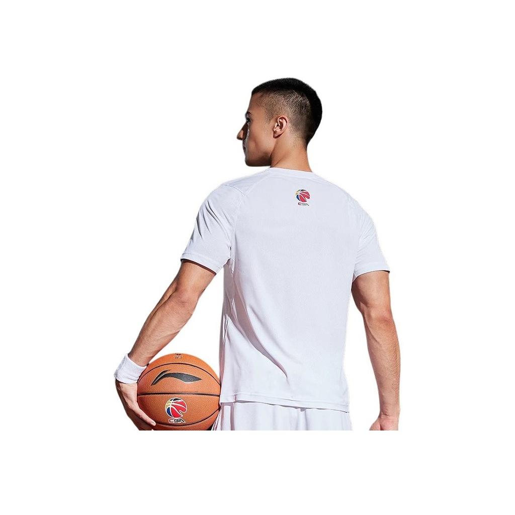 Li-Ning Profesionální basketbalová série Rychleschnoucí Chladivé Potištěné Pulovr s kulatým výstřihem Tričko s krátkým rukávem Pánské topy Bílé ATSSA79-1