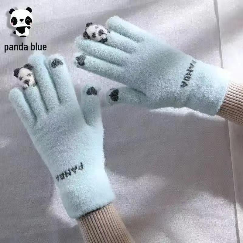 Korean Style Winter Touchscreen Knitted Gloves - Cute, Warm, Cold-Proof for Female Students & Cycling
