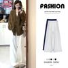 Women's High-Waist Linen Blend Wide-Leg Suit Pants