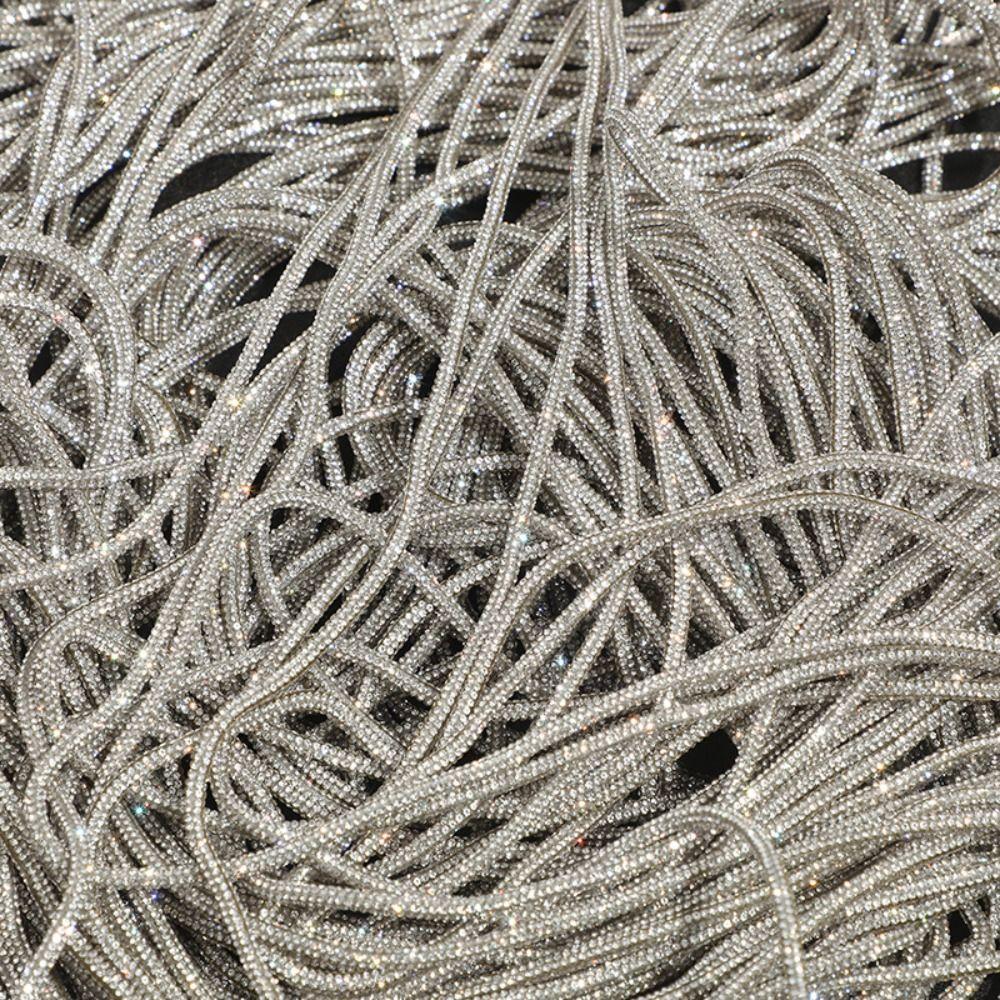 2 Yards Crystal Rhinestones Round Cord Shiny DIY Shoelaces Universal Drawstring  Bag Strap