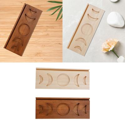 Tarot Card Holder Crystal Organizer Moon Tray Wood Candlestick Card Stand Moon