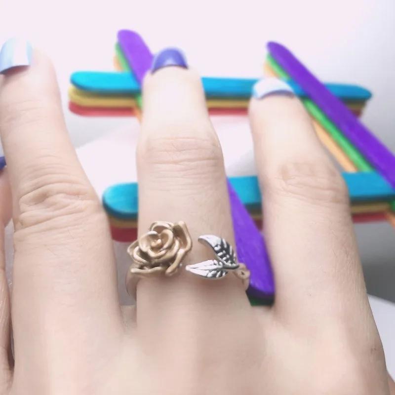 Vintage Elegante Farbe Rose Blume Ringe für Frauen Mädchen Neue Hochzeitsfeier Schmuck Zubehör Jahrestagsgeschenke